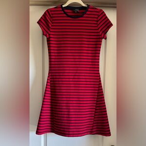 J.Crew Short Sleeve Striped T Shirt Mini Dress Red Navy Blue Women's Size S